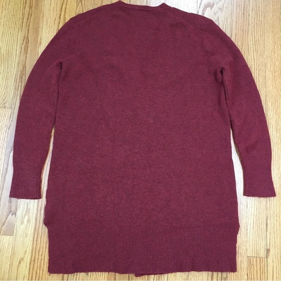 Madewell maroon merino wool blend open front relaxed Fit long knit cardigan - Picture 5 of 16